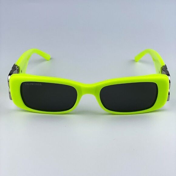 NEW Balenciaga BB0096S 008 Yellow Silver Logo Grey Square Unisex Sunglasses - Picture 6 of 12